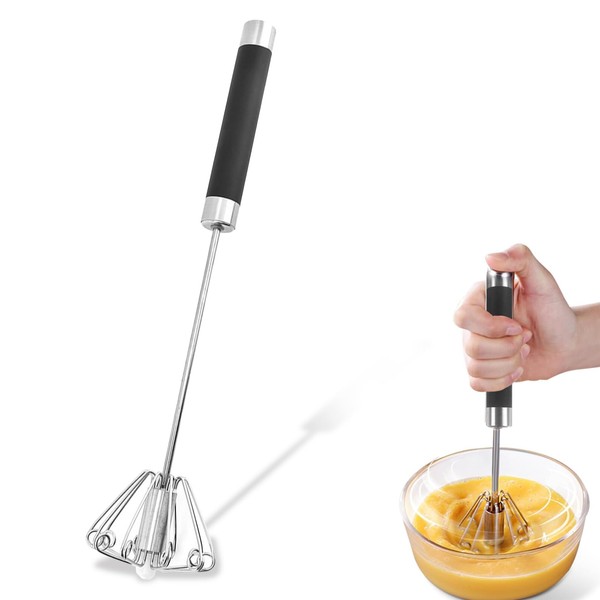 Semi-automatic whisk, stainless steel whisk, semi-automatic, rotating push whisk, stainless