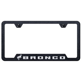 Au-TOMOTIVE GOLD, INC. Laser Etched Rugged Black Stainless Steel Cut-Out License Plate Frame for Bronco