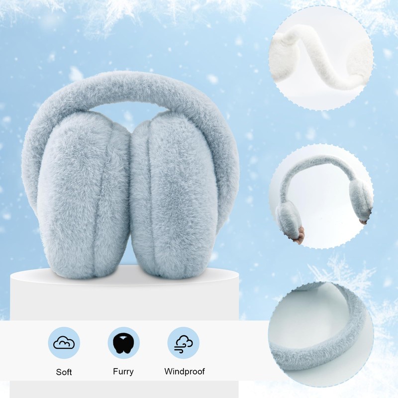 RANOME Fluffy Ear Muffs Winter Women Foldable Fuzzy Earmuffs for