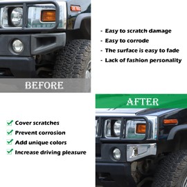 PIUGILH Replacement Front Bumper Corner Bezels Protective Frame Cover Decorative Molding Compatible with 2003-2009 Hummer H2 SUV SUT,Front Bumper Corner Bezels Replace Car Accessories