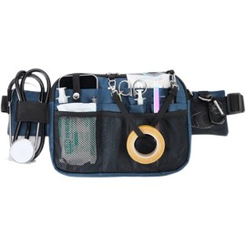 Nurse Organizer Fanny Pack Waist Bag with Multiple Compartments and Tape Holder for Medical Scissors Grooming Kit (Navy)