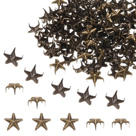 uxcell 150PCS 10mm Metal Star Studs Claw Small 5-Claw Bronze Hand Pressed Punk Beads Nailheads Rivets Spike Cap Nail Head for DIY Leather Clothing Bag Shoes