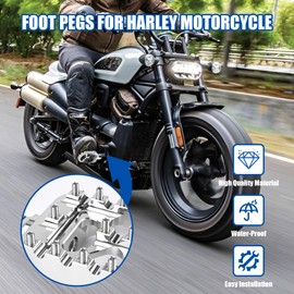 Motorcycle Foot Pegs 360° Roating MX Chopper Bobber Style Male Mount Footpeg CNC Wide Footrest Pedal For Harley Dyna Sportster Street Bob Fatboy Iron 883, Chrome