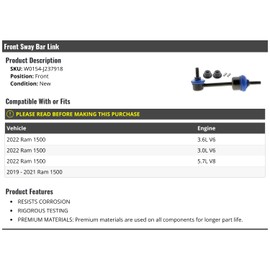 Front Sway Bar Link - Compatible with 2019-2022 Ram 1500