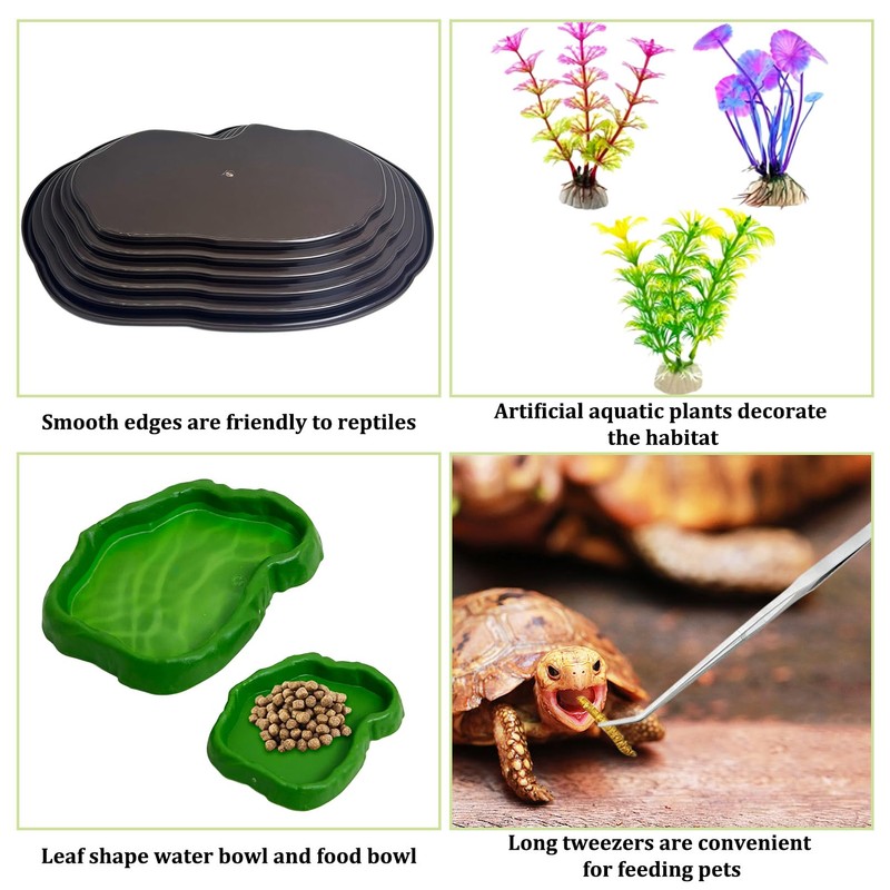 Apatal Reptile Bathing Pool 7 Pcs Tortoise Water Dish with