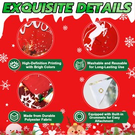 Givurao 7 x 16 ft Christmas Garage Door Cover, 2024 Merry Christmas Happy Snowman Garage Door Banner Large Christmas Double Garage Door Decorations Red Garage Mural for Indoor Outdoor Party Background