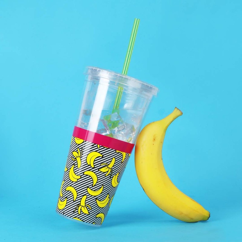 Mustard M12042 plátano - Taza de paja de doble pared,