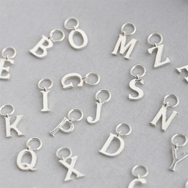 Sterling Silver A-Z Letter Alphabet Initial DIY Charm Pendant 10 x 8mm (M)