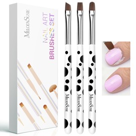 MelodySusie Nail Art Brushes Set,Nail Art Clean Up Brushes,3Pcs Brushes for Nails with Flat/Oval/Angled Gel Nail Brushes,Nail Brushes for Cleaning Nail Polish Mistake Or Gel Application