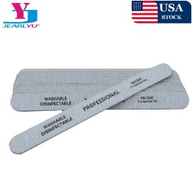 JEARLYU 50Pcs NAIL FILES 180/240 Grey Nail Art Sanding File Grit Buffer Buffing Acrylic
