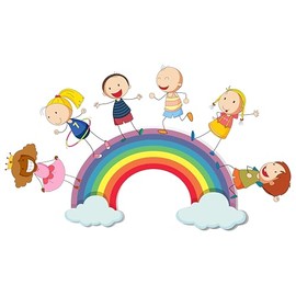 2 x Stickers Flag Children's Rainbow 8 x 5 cm Sticker Flag Car Sticker