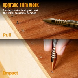 POWERTEC Dual Head Nail Setter, Hammerless 1/32" & 1/16" Spring Loaded Nail Set and Punch Tool, 5000 PSI Striking Force for Setting Proud Brad Nails, 1PK (71936)