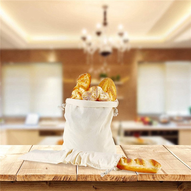 Linen Bread Bags, 2 Pack Reusable Natural Unbleached Linen Bread