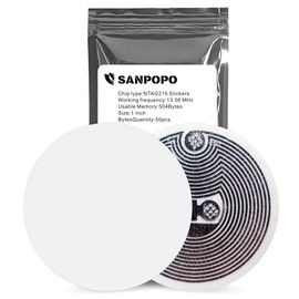 50pcs NFC Tags Fully Programmable 25mm Ntag215 Stickers,Make Amiibo Cards,That Instantly Shares Social Media, Payment Platforms and More, Works with Placiibo (iOS) and All NFC Applications