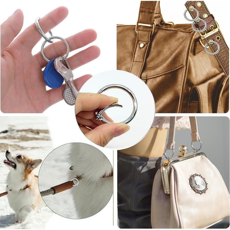 Changyeah 45mm Round Carabiners Pack of 15 Silver Classic Untreated