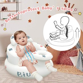 Inflatable Baby Seat for Babies from 3 Months, Inflatable Baby Chair with Tray, Toddler Floor Seats for Riding, Baby Seat with Built-in Air Pump, Inflatable Baby Chair with Back Support