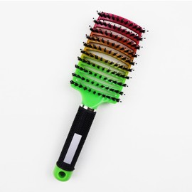 WENSIDUO Boar Bristle Hair Brush, Professional Curved Vented natural boar bristles for Women, Men, Paddle Detangling Brush for Wet Dry Curly Thick Straight Hair,Green gradient.