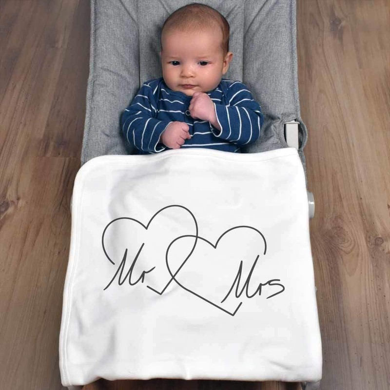 Azeeda 'Mr & Mrs Hearts' Cotton Baby Blanket/Shawl (BY00039757)