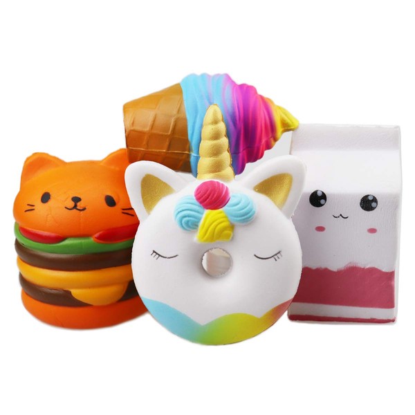 ZYDTRIP Pack of 4 Squishy Toy Squeeze Stress Squishies Slow