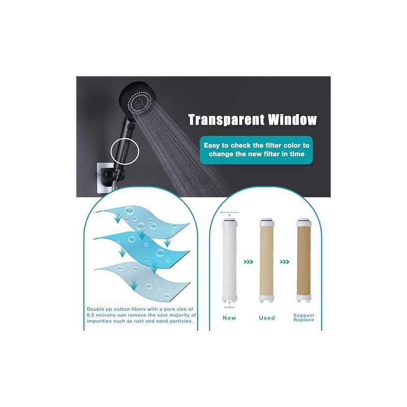 5-Mode High Pressure RV Handheld Shower Head with Filter