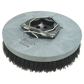 Tennant 16" Polypropylene Floor Broom Brush, Grey, Hard Bristles, Includes Handle & Holder