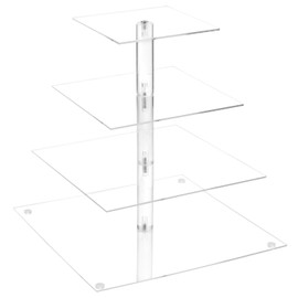 ZEONHEI Cupcake-Ständer mit 4 Ebenen, quadratischer Acryl-Kuchenständer, Dessertturm-Ständer, transparenter Acryl-Cupcake-Display-Ständer für Hochzeit, Geburtstag, Abschluss, Jahrestag, Party