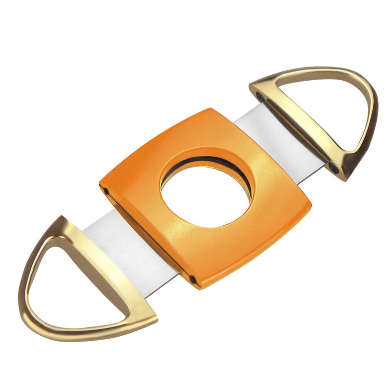 Cgaplus Cigar Cutter Stainless Steel Double Blade Guillotine with Leather