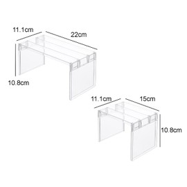 2Pcs Plastic Refrigerator Cabinet Storage Shelf Rack Kitchen Shelves Kitchen Cabinet Drawer Organizer Tray Kitchen Gadgets for Fridge Pantry Shelves Countertops, Clear