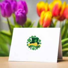 500pcs St Patricks Day Shamrock Stickers, Lucky Irish Green Clover Stickers for St Patrick's Day Party Decorations,Cards, Gift Bags, Parties Supplies Decorations