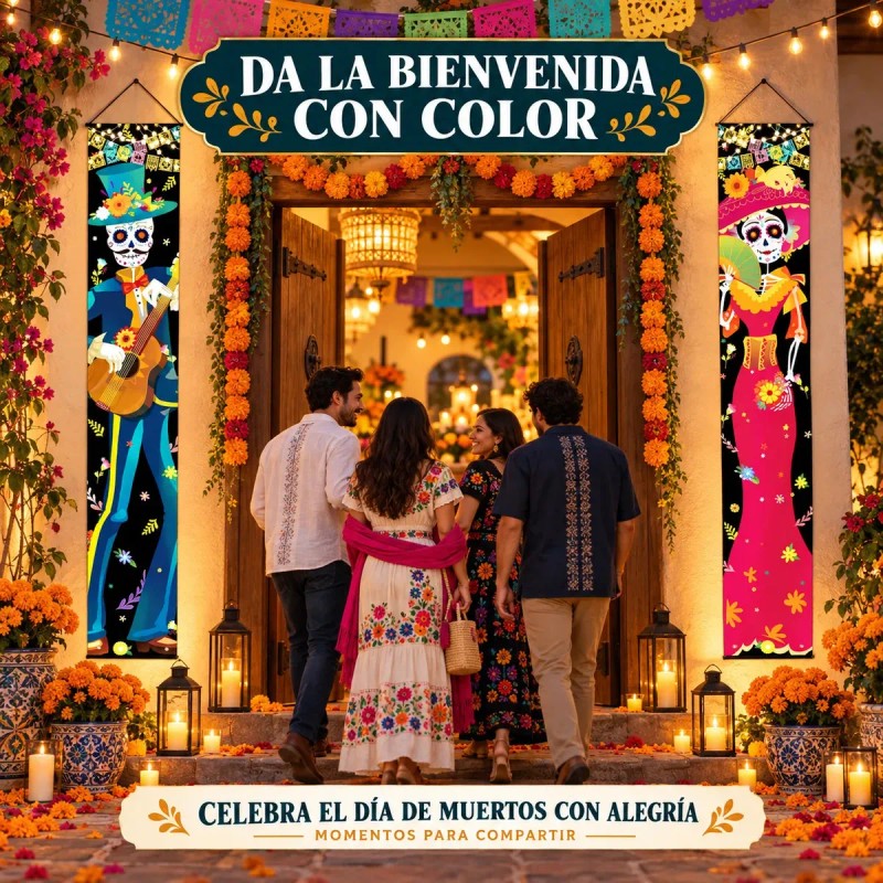 Decoración de Día de Muertos para Puerta, de 2 Banners