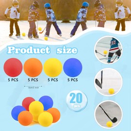 20 PCS Hockey Balls Knee Hockey Balls Foam Indoor Mini Foam Hockey Balls Mini Hockey Practice Soft Balls Colorful Soft Foam Ball Sports Assorted Colors for Mini Stick Nets Party（Multicolor）