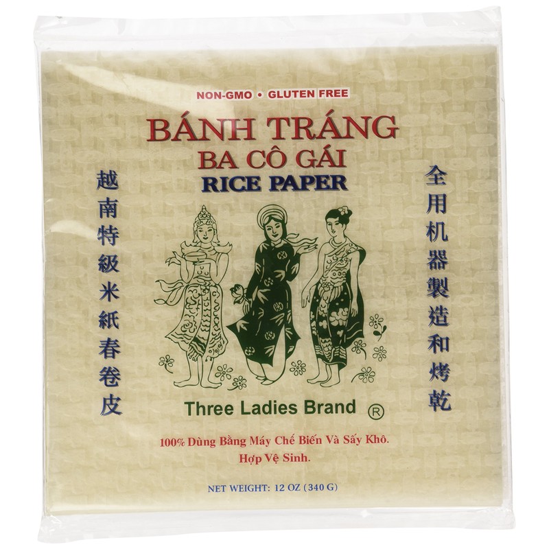 Three Ladies Spring Roll Rice Paper Wrappers (Square 22cm)