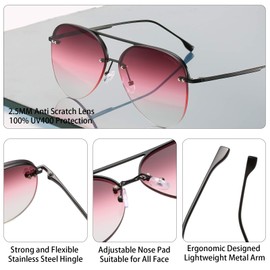 ProudDemon Rahmenlos Men's Aviator Sunglasses Women's UV400 Retro Men's Aviator Glasses Unisex, Splitter Frame & Grey Lens