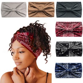 Head Scarfs for Women Wide Headbands Boho Fashion Knotted Head Bands for Adult Women Yoga Sport Hairbands Hair Accessories (6WcaseChunse)