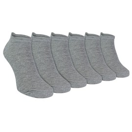 Sock Snob - 6 Pack Mens Cotton Ankle Low Cut Short Quarter Gym/Trainer Socks (4-6, Grey)
