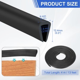 YOKIVE Rubber U Channel Edge Trim, Door Seal Strip EPDM U Shape Weather Stripping Fit Edge 1/16" | Metal Edge Guard Protector Great for Car Doors, Sheet Metal (Black, 13-Feet)