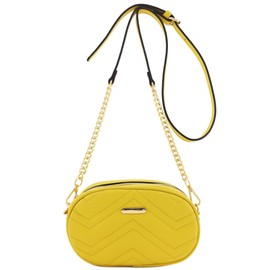 FashionPuzzle Quilted Small Versatile Purse Fanny Pack Waist Bag Crossbody (Yellow)