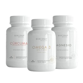 BARCENA HEALTH - Kit Funcional  Funtional Kit  Crcuma Pura  Omega 3 (DHA y EPA)  Citrato de Magnesio  Ingredientes Limpios, Gluten Free, Sugar Free,  