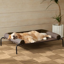 RRPETHOME Large Elevated Cooling Dog Bed, Raised Dog Cot Beds for Large Dogs, Elevated Outdoor Dog Bed, Chew Proof Portable Cooling Pet Cot with Skid-Resistant Feet and Breathable Mesh