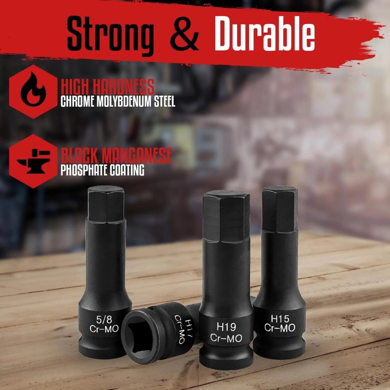 MIXPOWER 1/2 Drive Master Impact Hex Bit Set 20 Piece