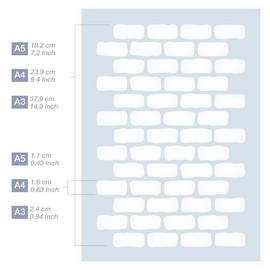 QBIX Brick Pattern Stencil for Painting on Wood, Canvas, Paper, Fabric, Floor, Wall and Tiles, Reusable DIY Art and Craft Stencils (A3 (29.7 x 42 cm)