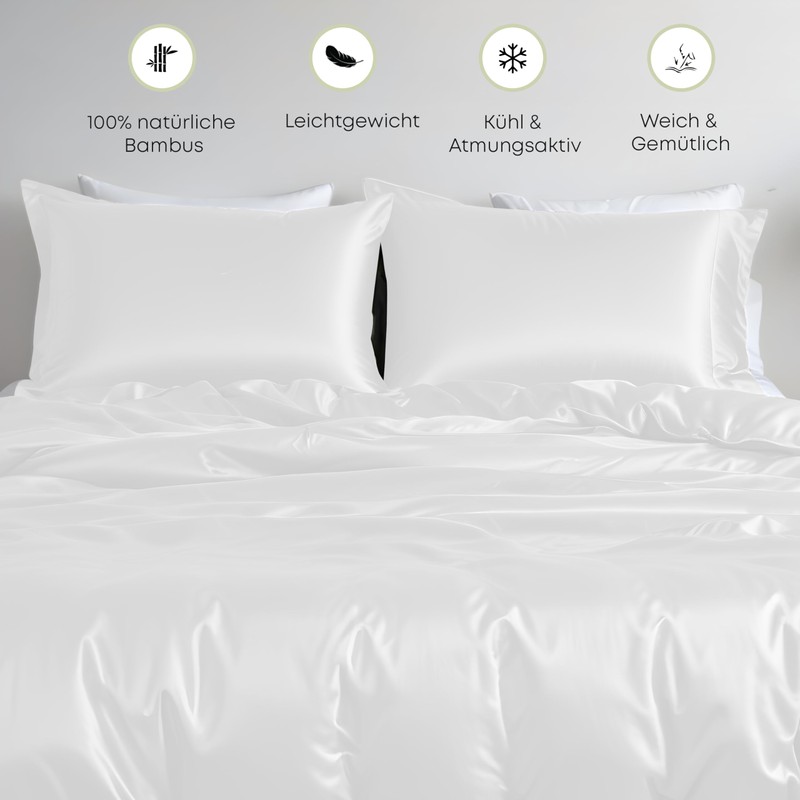 LINENWALAS Bamboo Bed Linen Set, Premium Bamboo Silk Duvet Cover