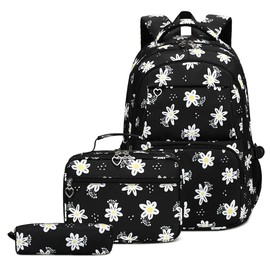 Daisy Backpack for Girls,Bookbag with Lunch Box Kids School Bag Set 3pcs Flower Backpack Set School Daypack