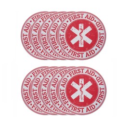 10-teilige 12.7 x 12.7cm Erste Hilfe Notfallmedizin Symbol Stempel Aufkleber Aufkleber Design, wasserdichte Notfallbehandlung Etiketten, Blase freie selbstklebende Aufkleber