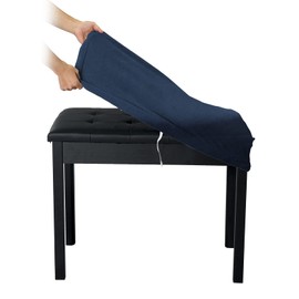 SINOSSO Soft Velvet Piano Bench Cover, (20"- 26.5") L x (11.8"- 15.7") W Rectangle Stretch Washable Stool Upholstered Protector Slipcover, (S, Navy Blue)