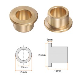 HARFINGTON 2pcs Flange Bearing Sleeve 15mm Bore 21mm OD 15mm Length 3mm Flange Thickness Bronze Bushing Self-Lubricating Bushings Sleeve for Industrial Equipment