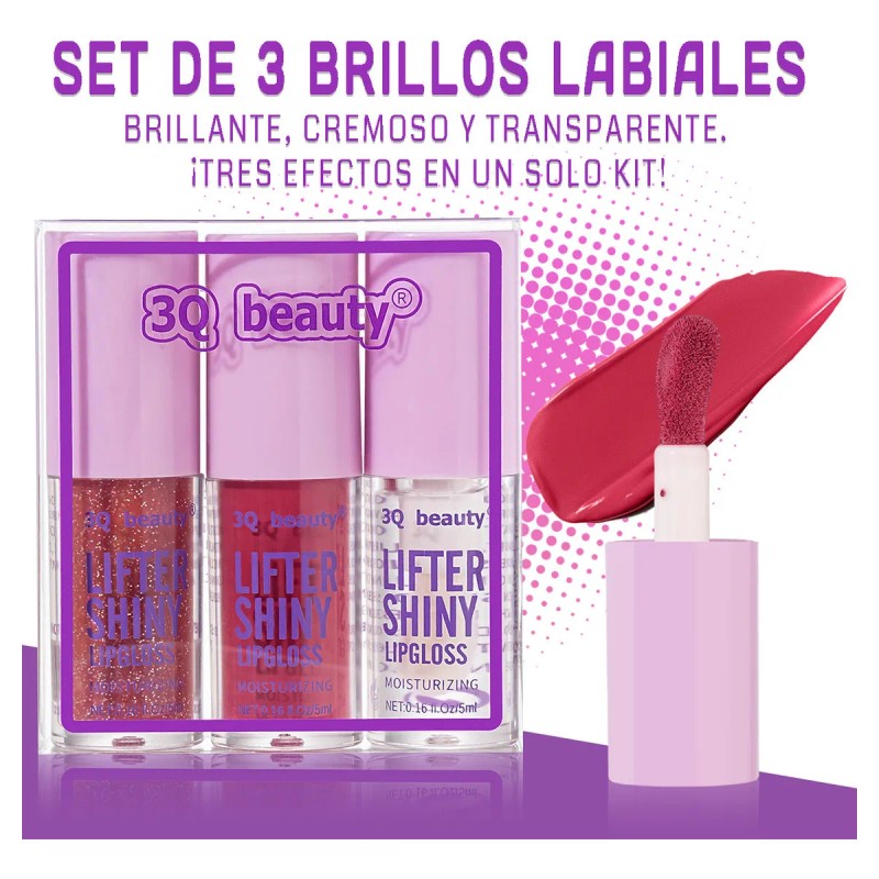 Kit 3 Brillos Labiales Lip Oil Glitter Gloss Hidratante 03