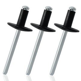Zorveiio 60 Pcs 3/16" x 1/2" Large Flange Aluminum Blind Rivets Dome Head Pop Rivets for Installing Accessories, Black