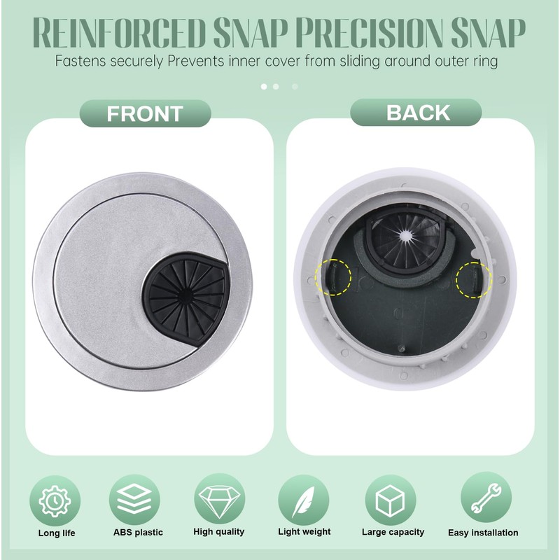 Cable Hole Cover 4-Pack, 2-3/8 Inch ABS Desk Grommet for