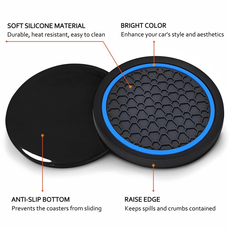 Auprite Car Cup Coasters, 2 Pack 2.77 Inch Universal Auto